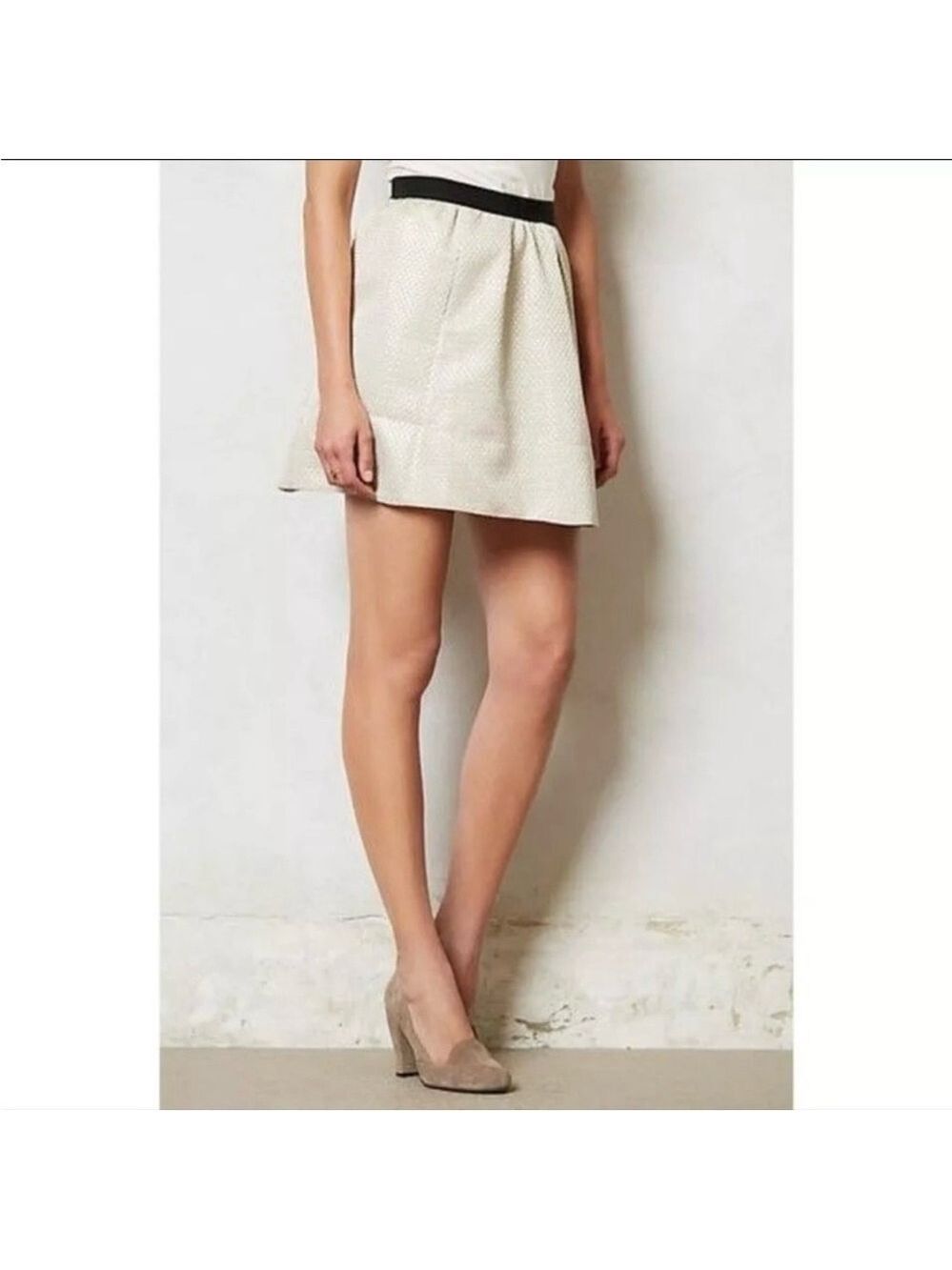 Ganni x Anthropologie Gold Metallic Brocade Cressida Skirt Medium